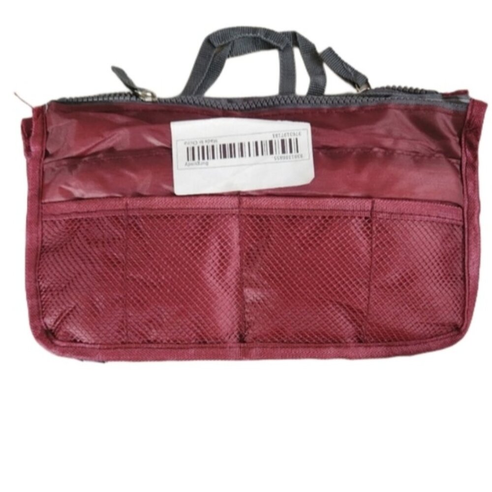Purse Organizer Travel Bag Maroon Red Wine Essentials Kit - Picture 2 of 4